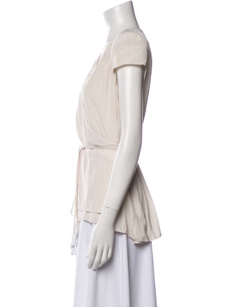 Smythe V-Neck Short Sleeve Blouse