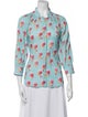 Smythe Floral Print Three-Quarter Sleeve Button-Up Top