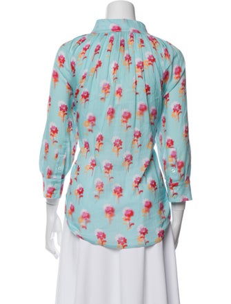 Smythe Floral Print Three-Quarter Sleeve Button-Up Top