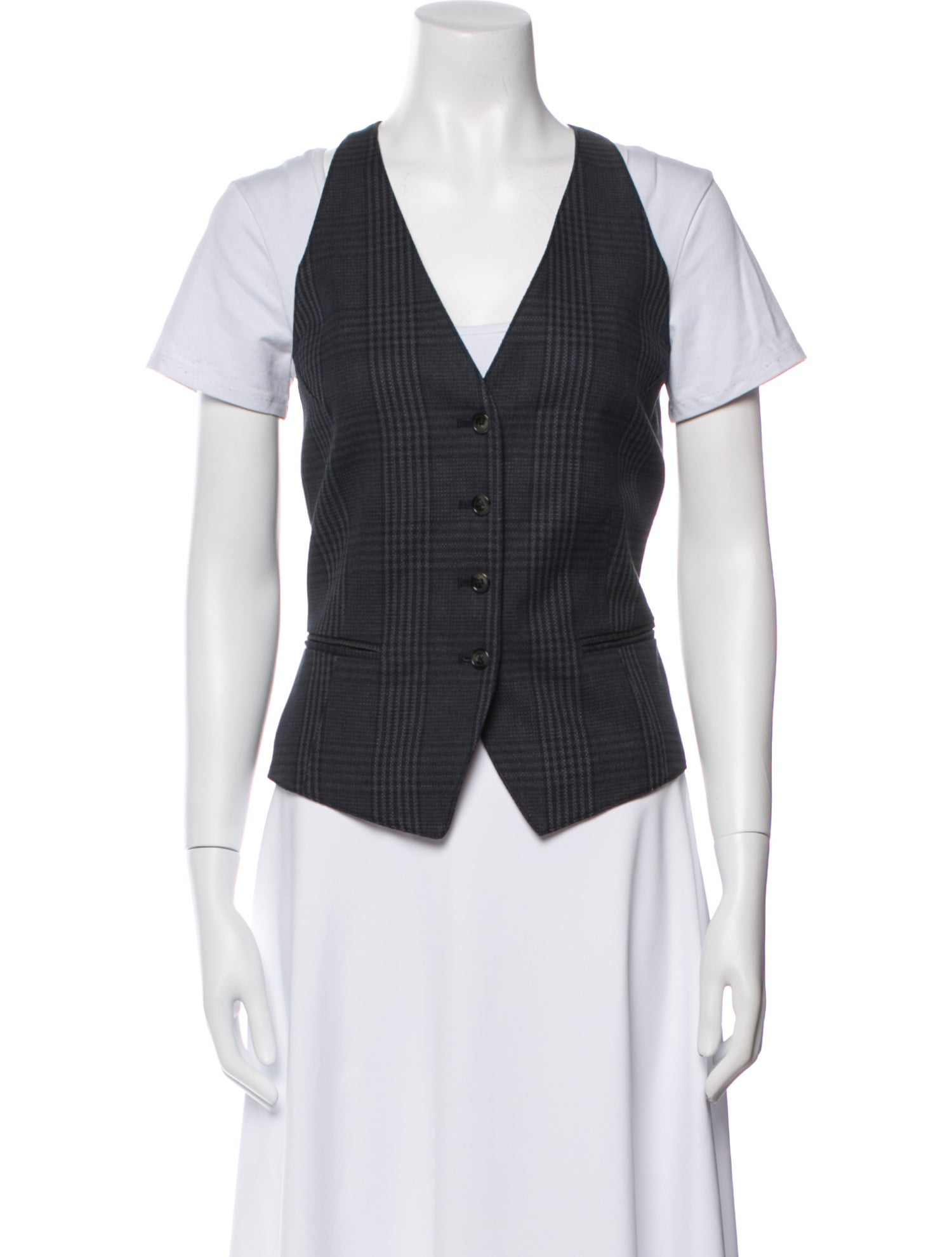 Smythe Plaid Print Vest w/ Tags