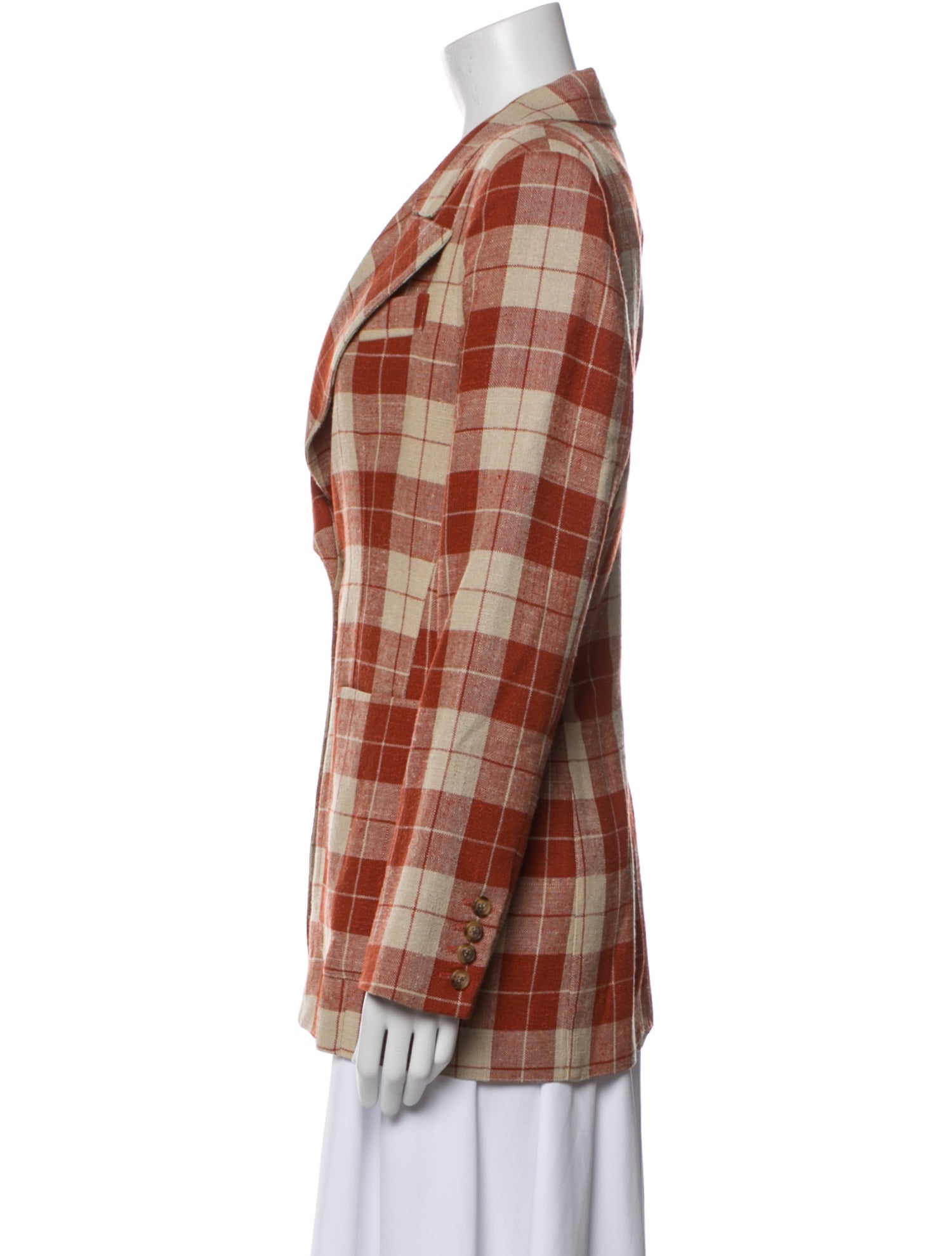 Smythe Silk Plaid Print Blazer