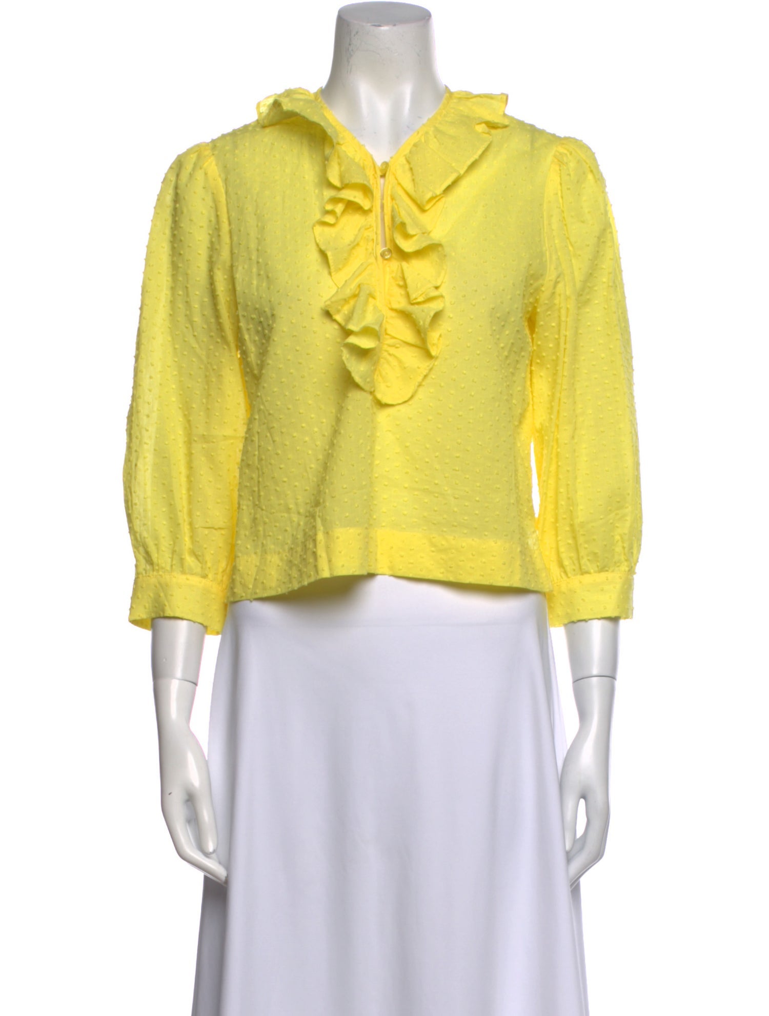 Smythe V-Neck Three-Quarter Sleeve Crop Top