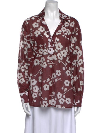 Smythe Printed Long Sleeve Button-Up Top