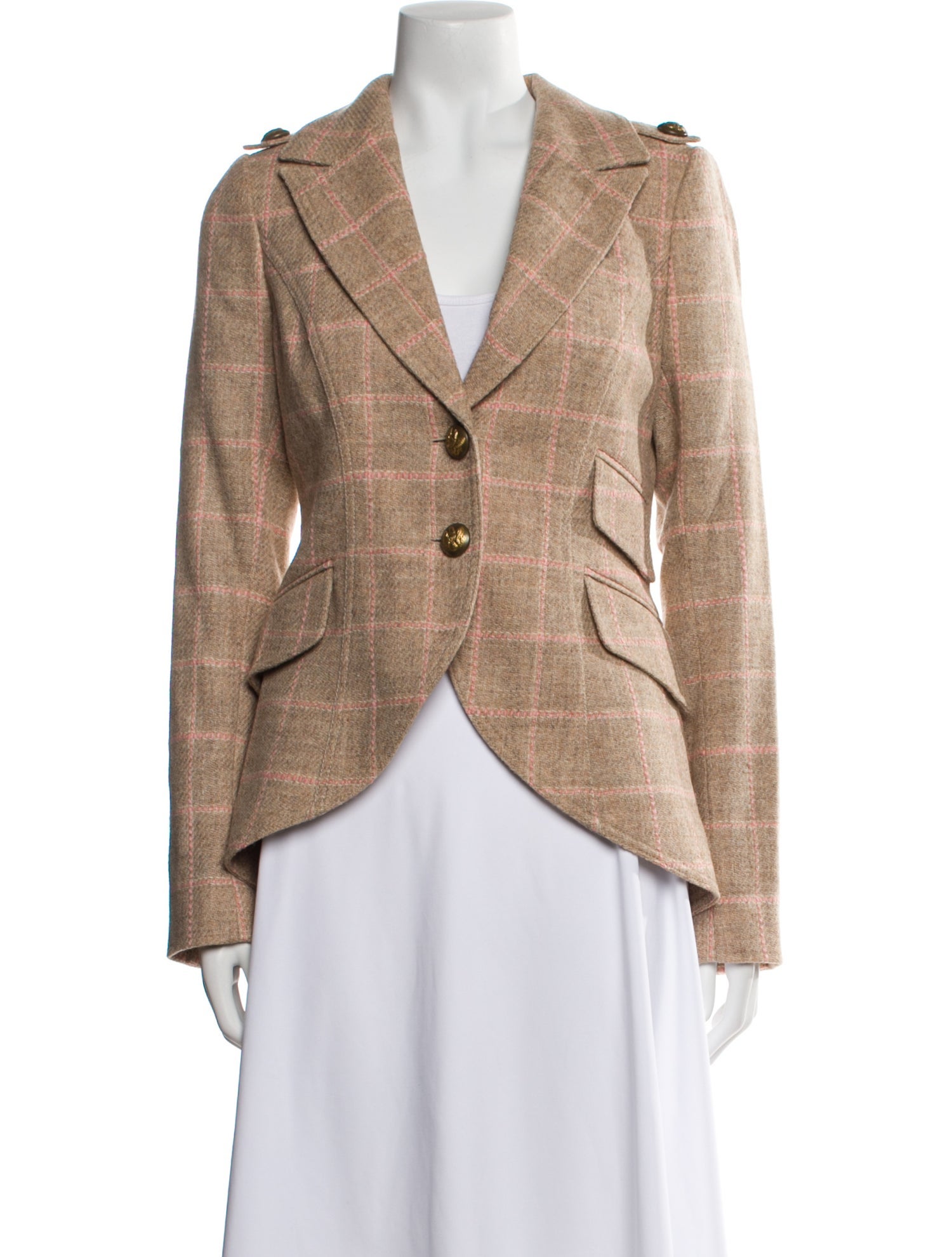 Smythe Virgin Wool Plaid Print Blazer