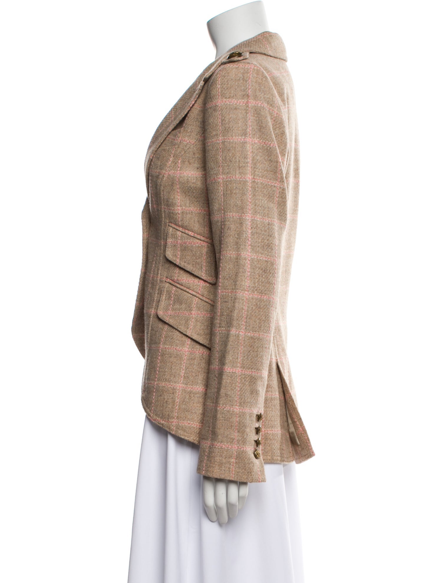 Smythe Virgin Wool Plaid Print Blazer