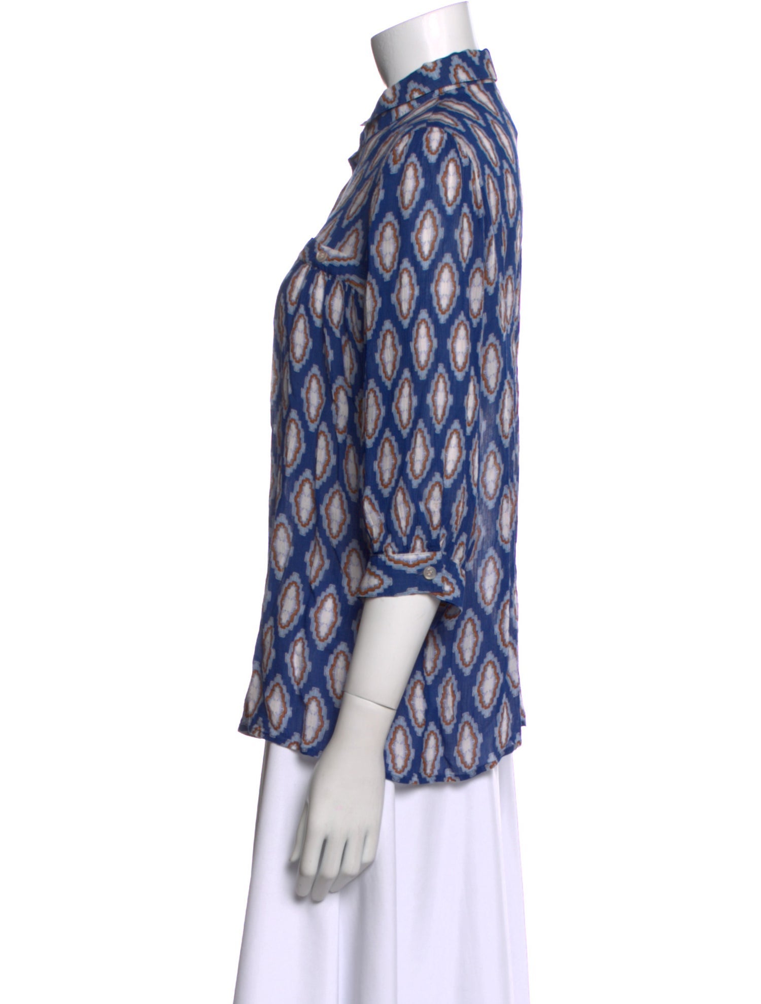 Smythe Printed Three-Quarter Sleeve Blouse