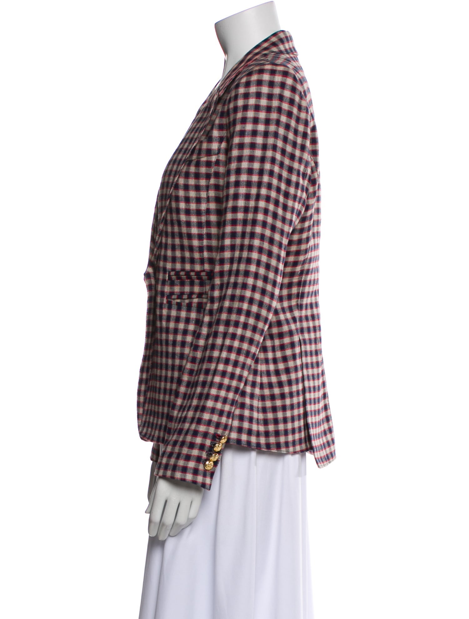 Smythe Linen Plaid Print Blazer