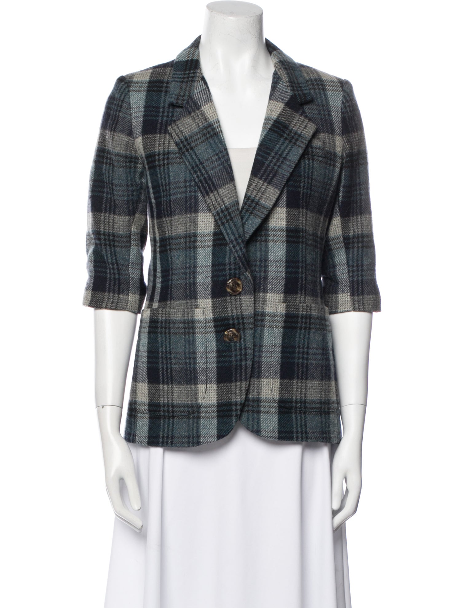 Smythe Wool Plaid Print Blazer