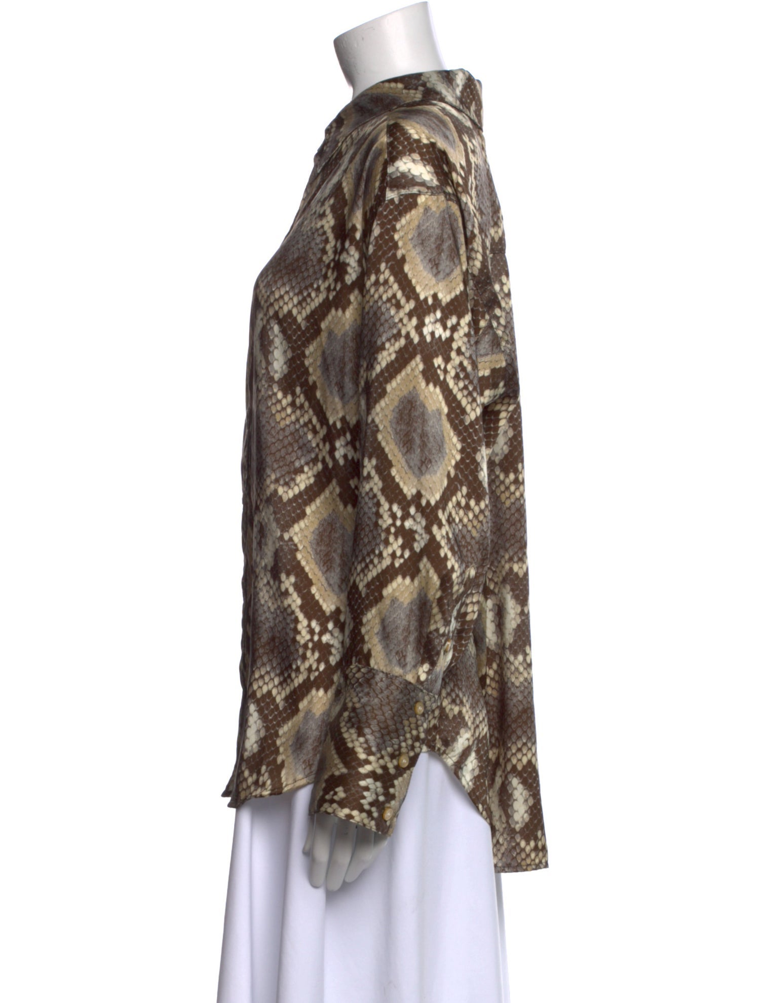 Smythe Animal Print Long Sleeve Button-Up Top