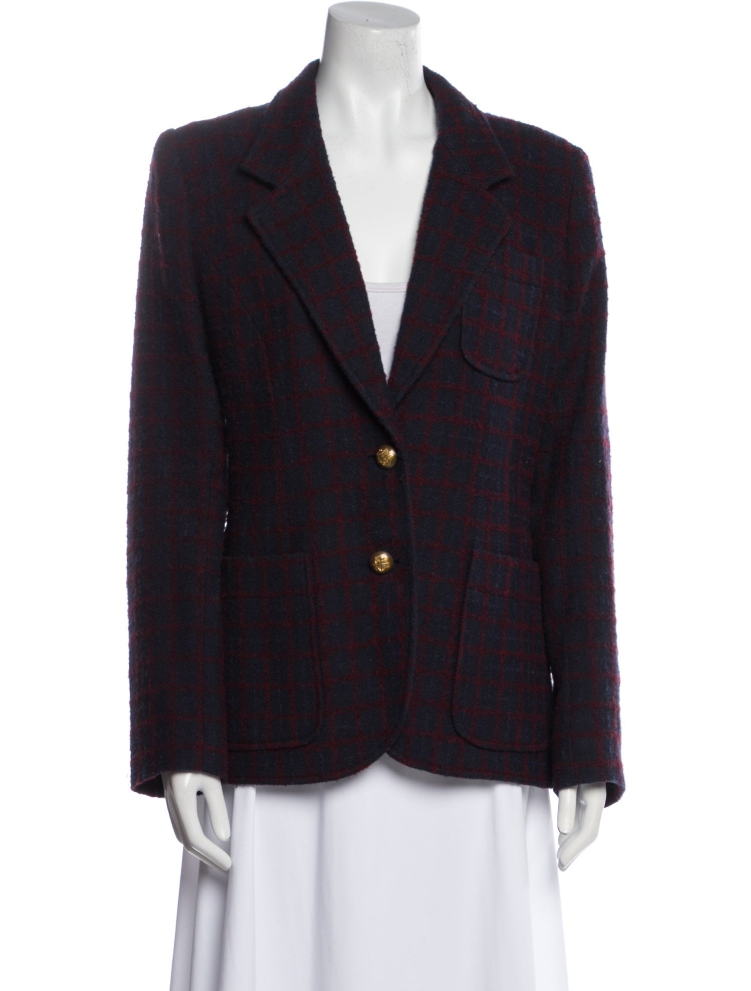 Smythe Wool Plaid Print Blazer