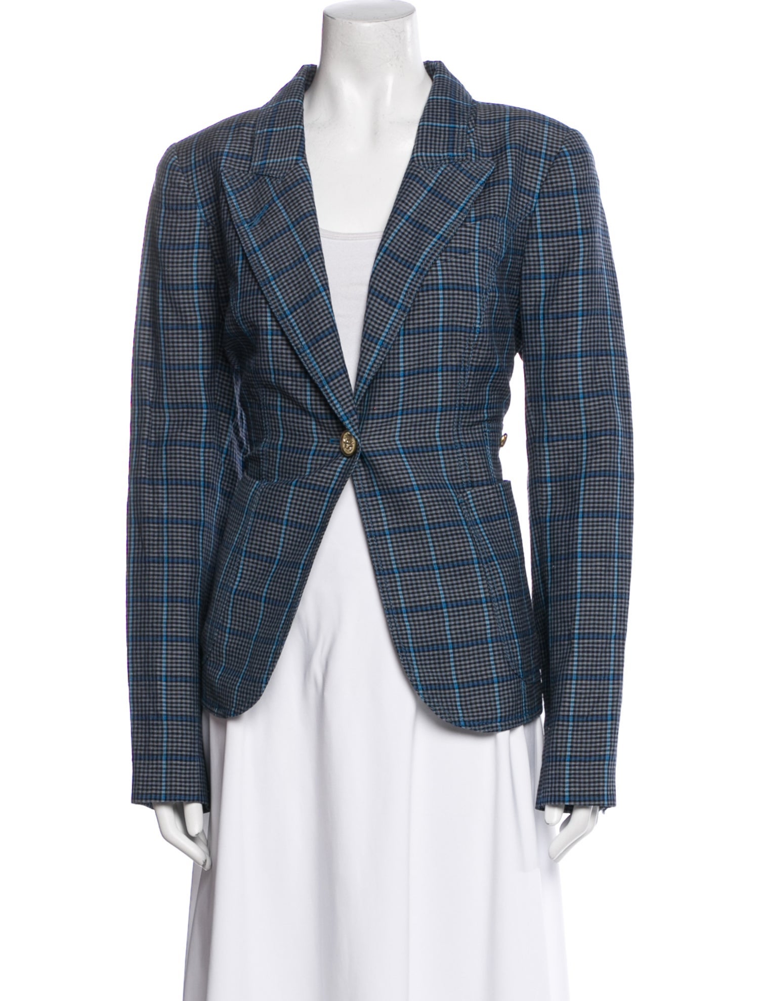 Smythe Virgin Wool Plaid Print Blazer