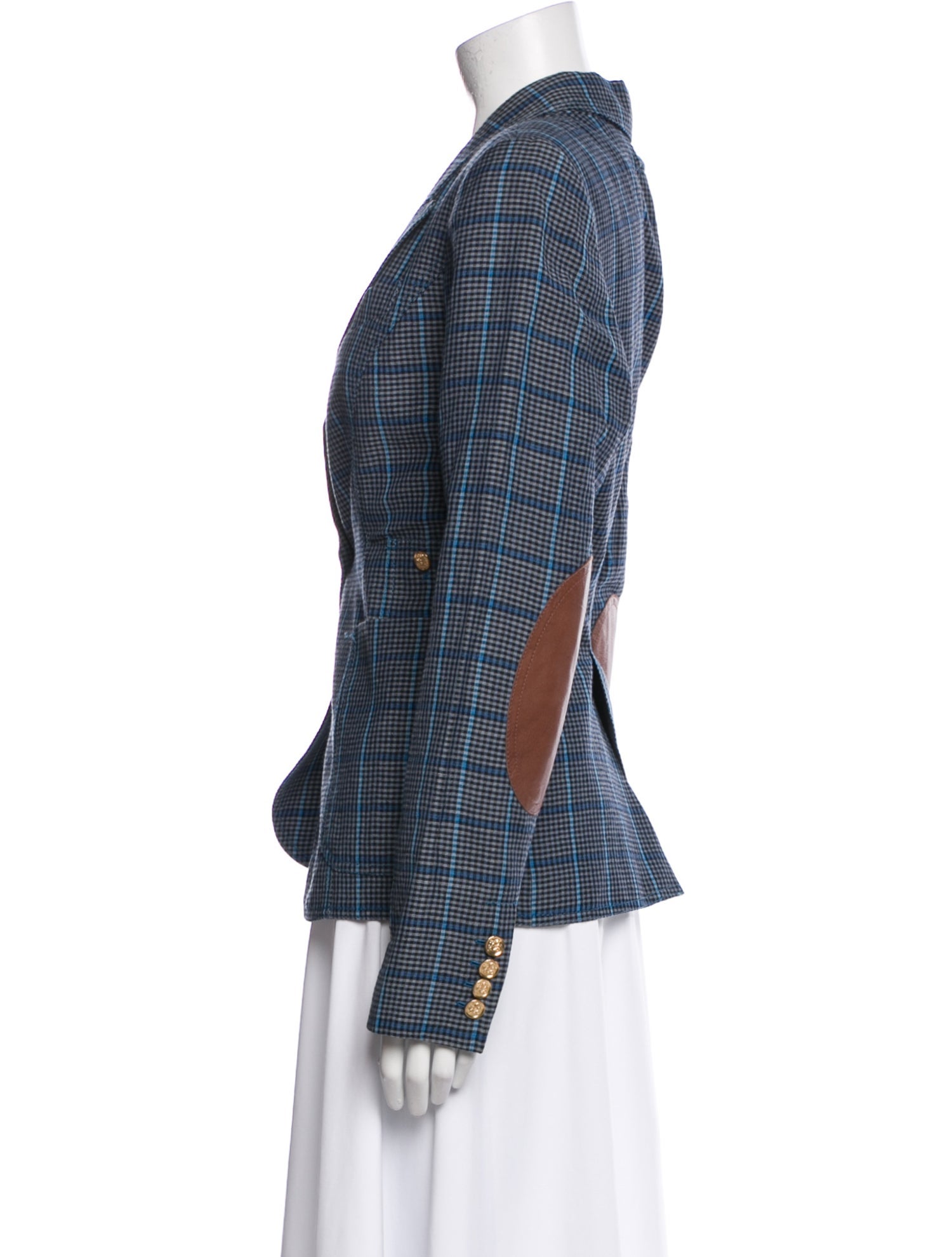 Smythe Virgin Wool Plaid Print Blazer