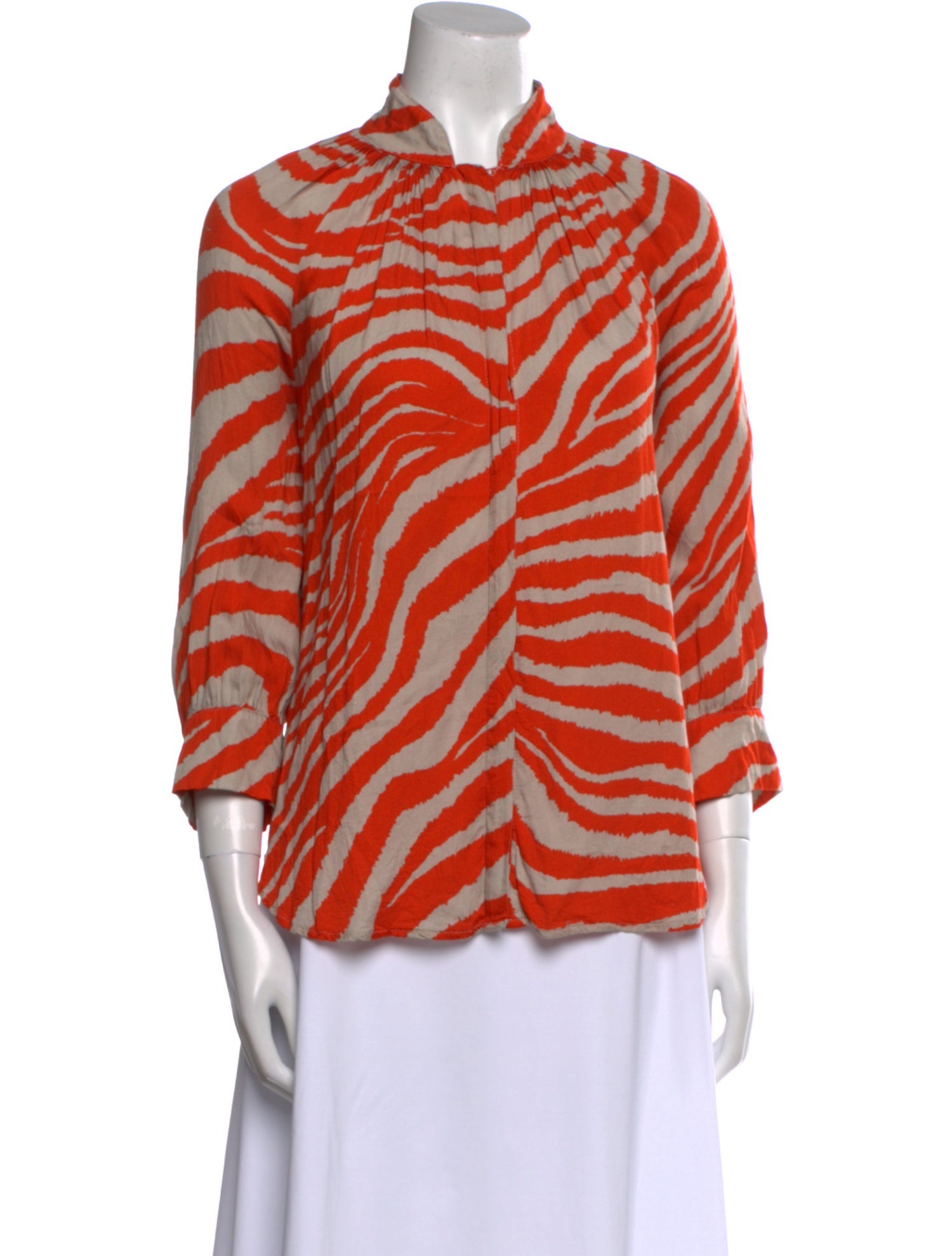Smythe Animal Print Cowl Neck Blouse