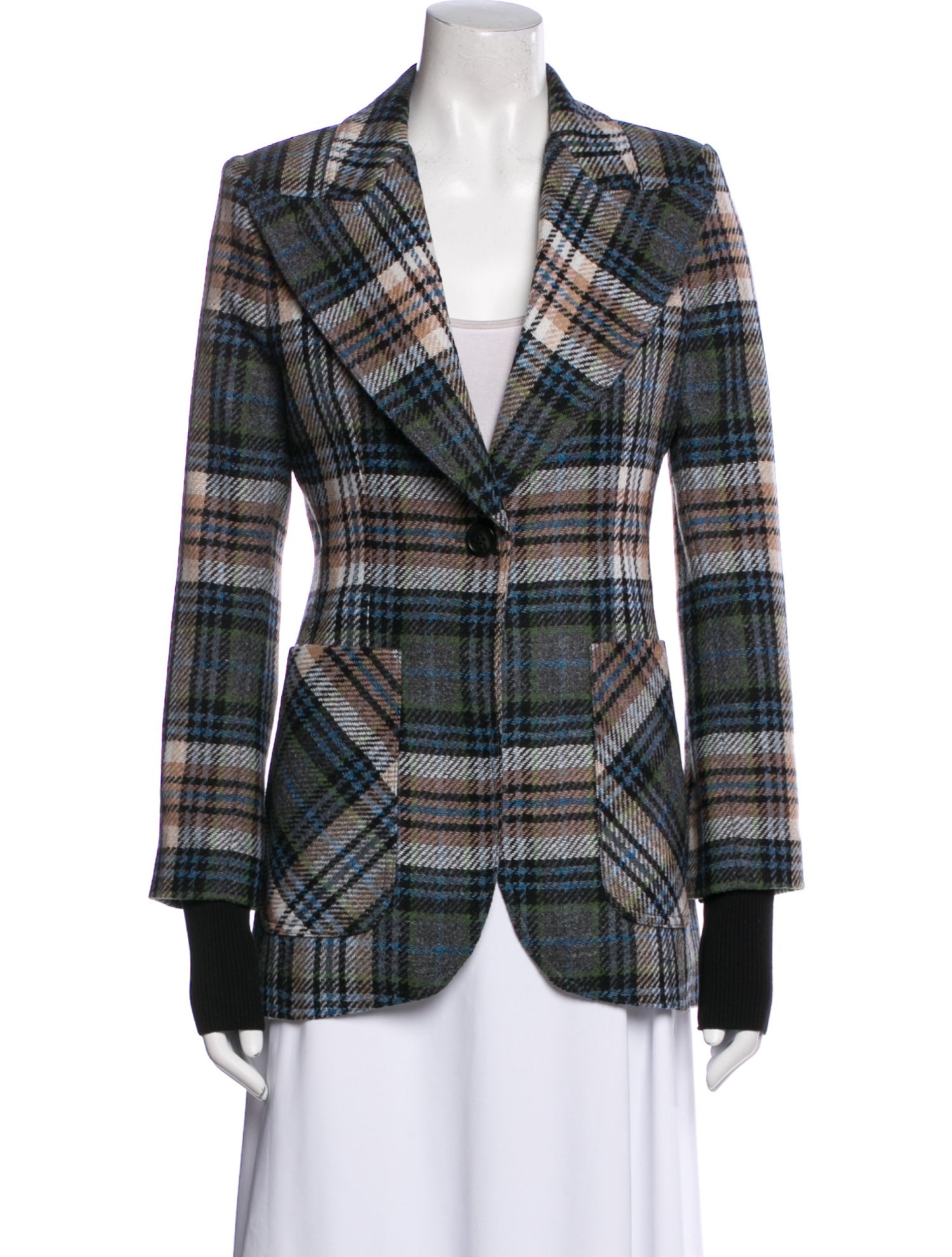 Smythe Wool Plaid Print Blazer w/ Tags