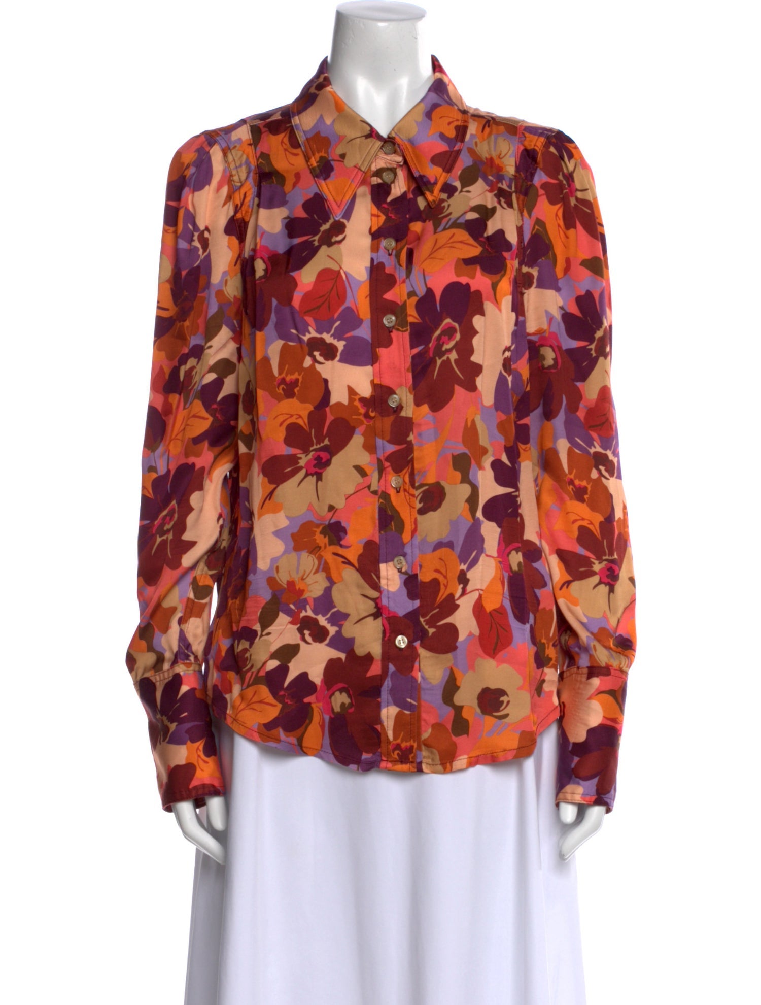 Smythe Floral Print Long Sleeve Button-Up Top
