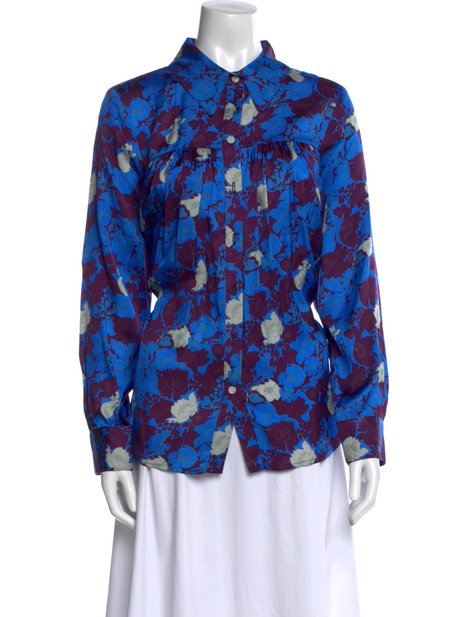 Smythe Floral Print Long Sleeve Button-Up Top w/ Tags