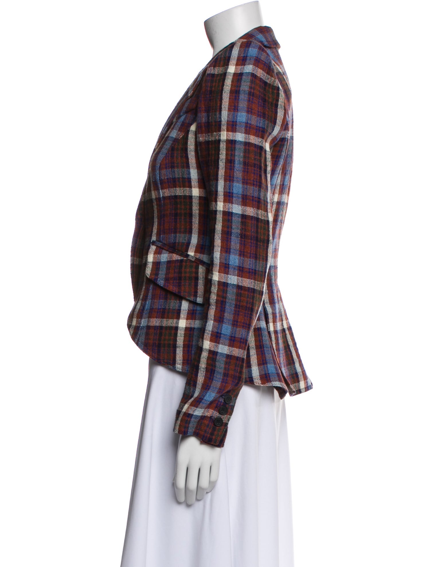 Smythe Linen Plaid Print Blazer