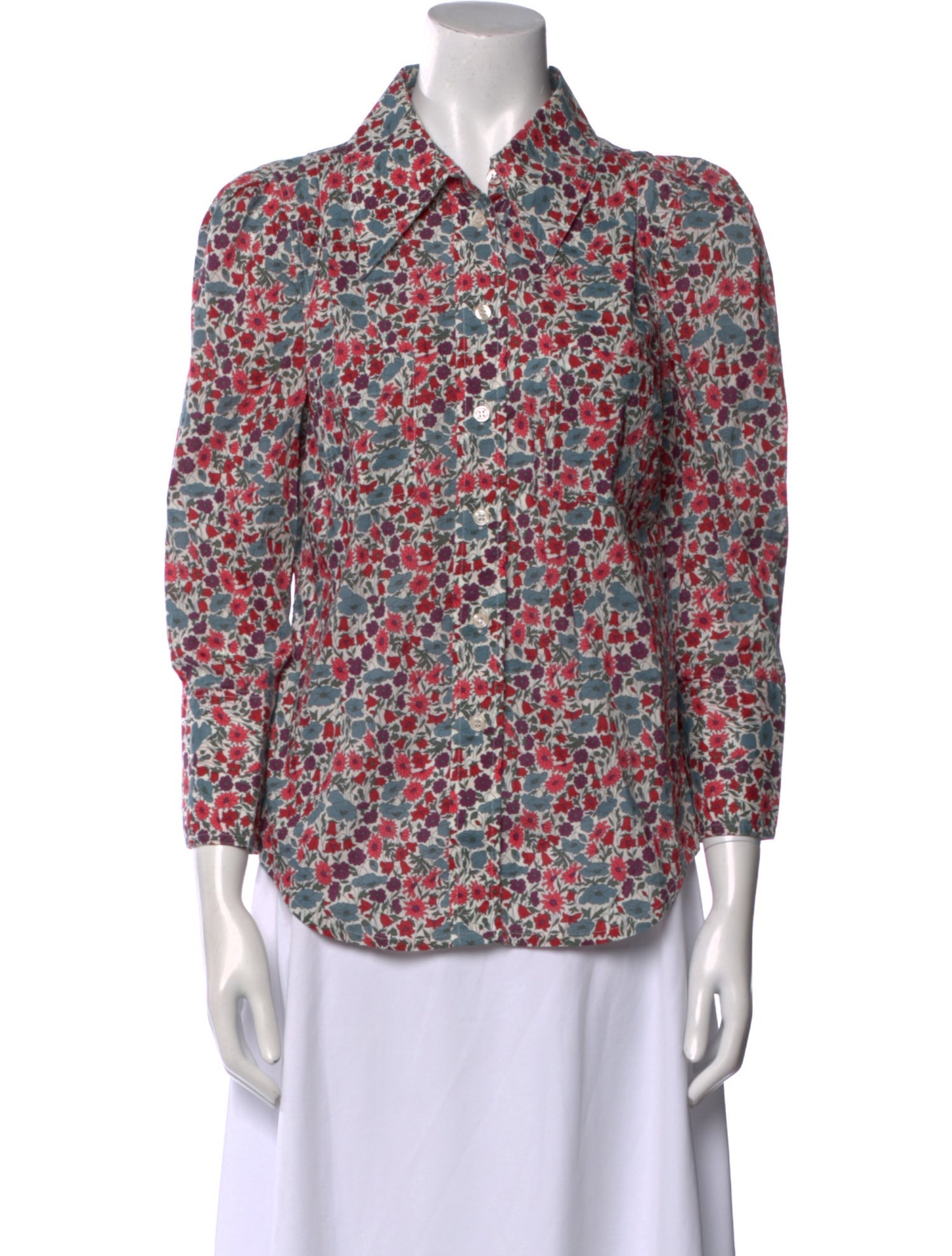 Smythe Floral Print Three-Quarter Sleeve Blouse