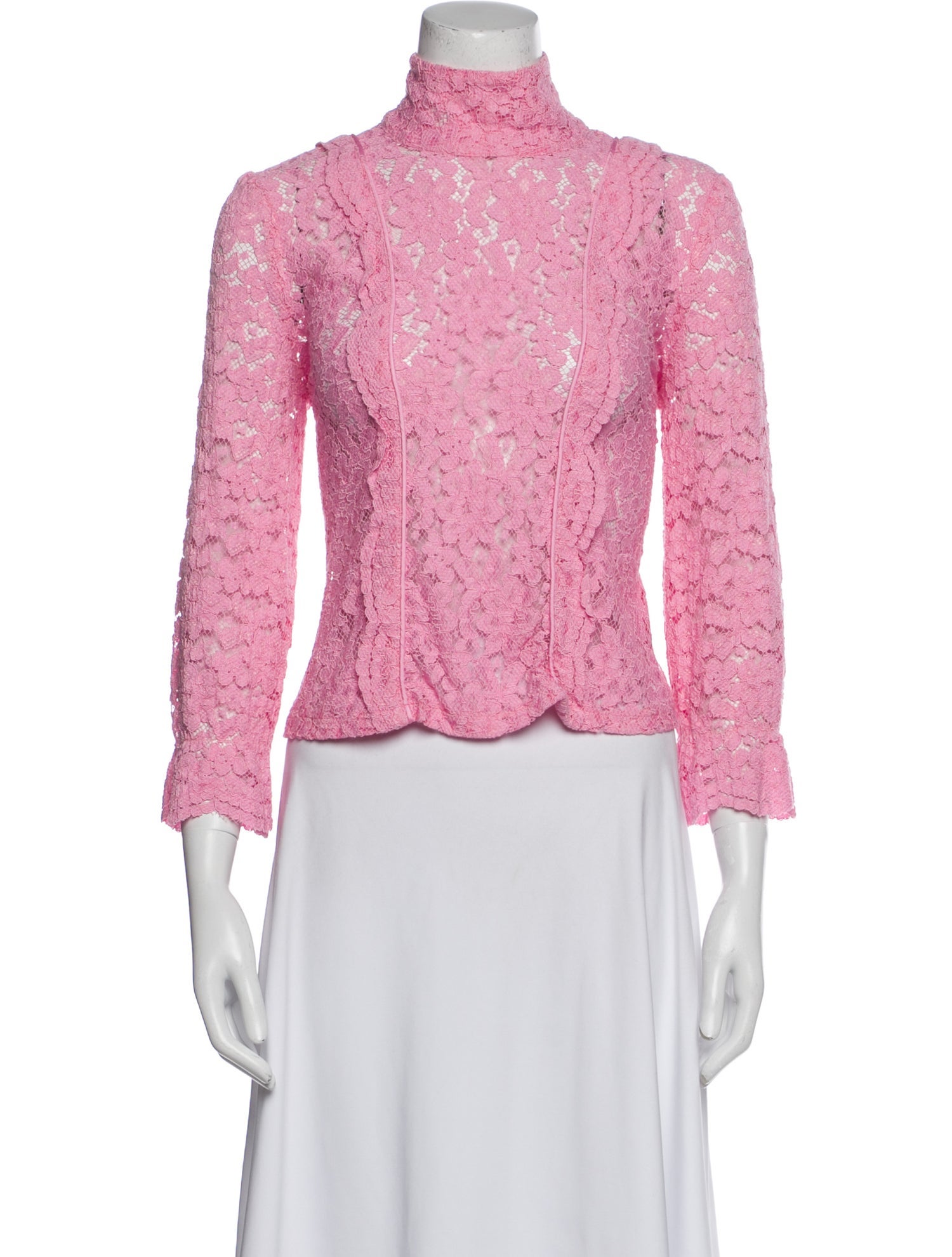 Smythe Lace Pattern Turtleneck Crop Top