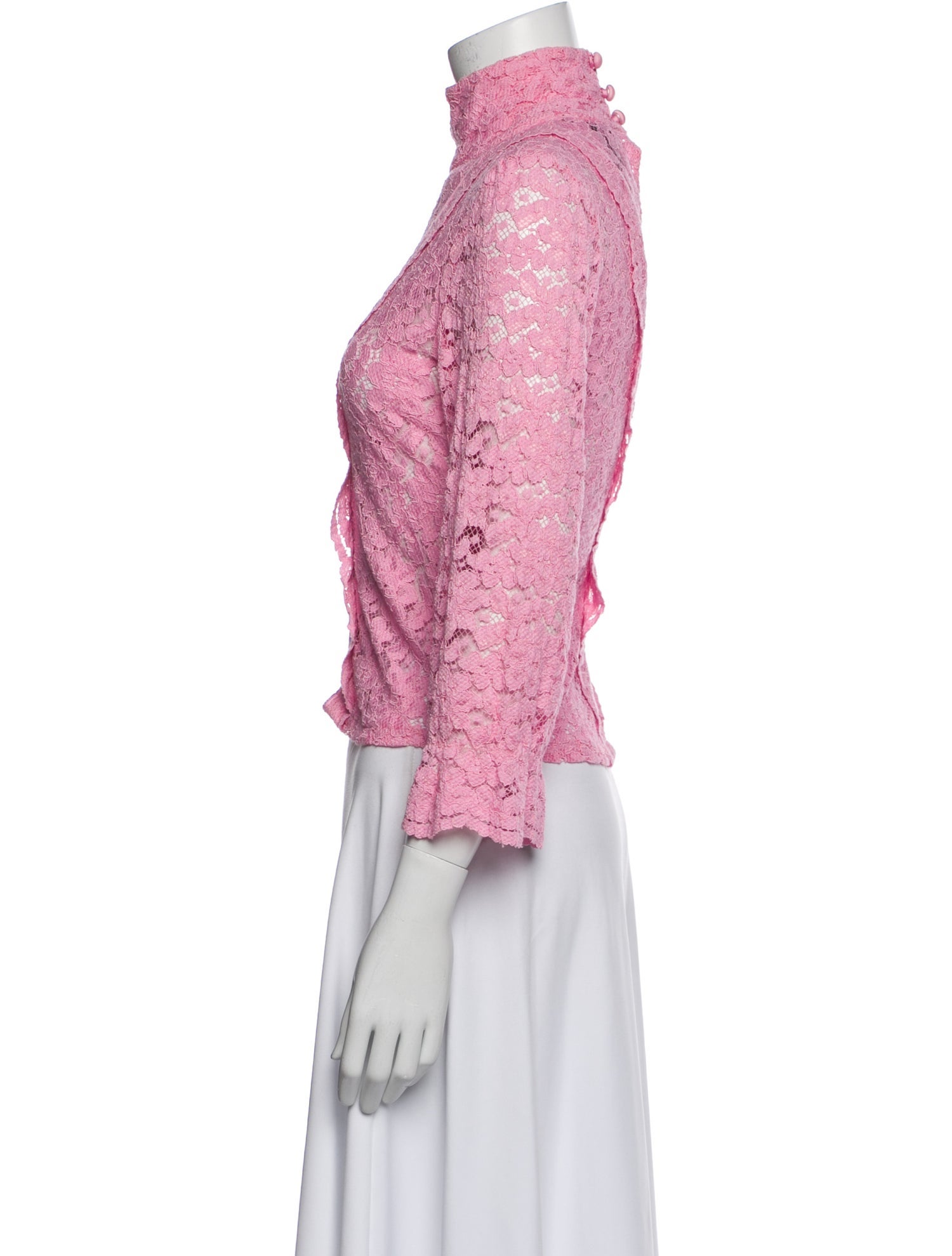 Smythe Lace Pattern Turtleneck Crop Top