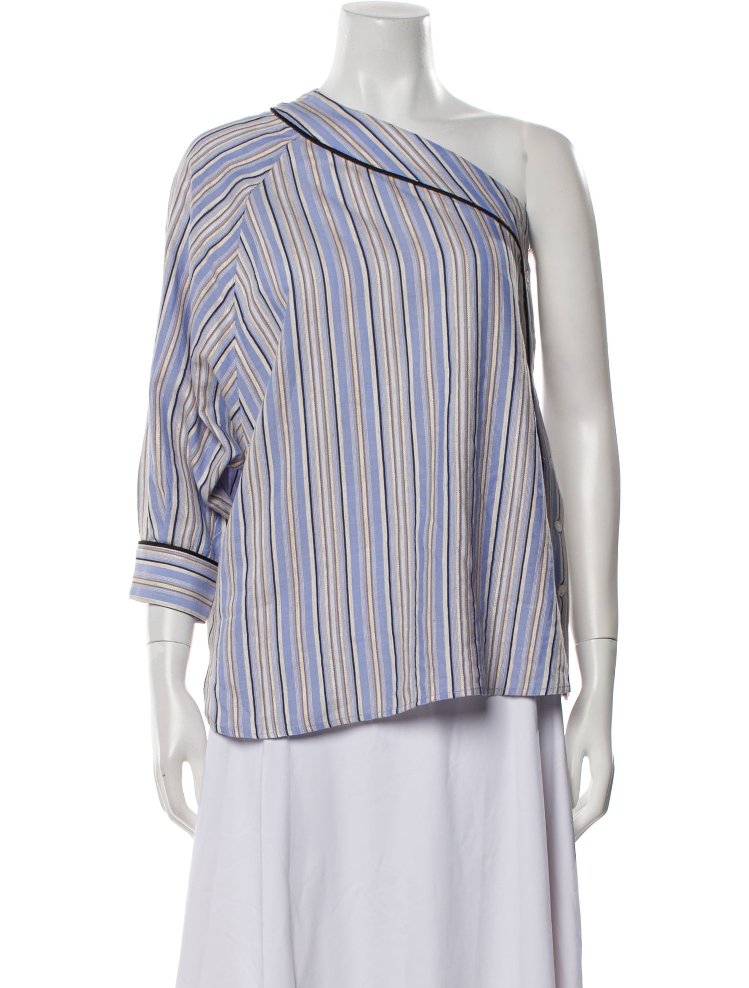 Smythe Striped One-Shoulder Blouse