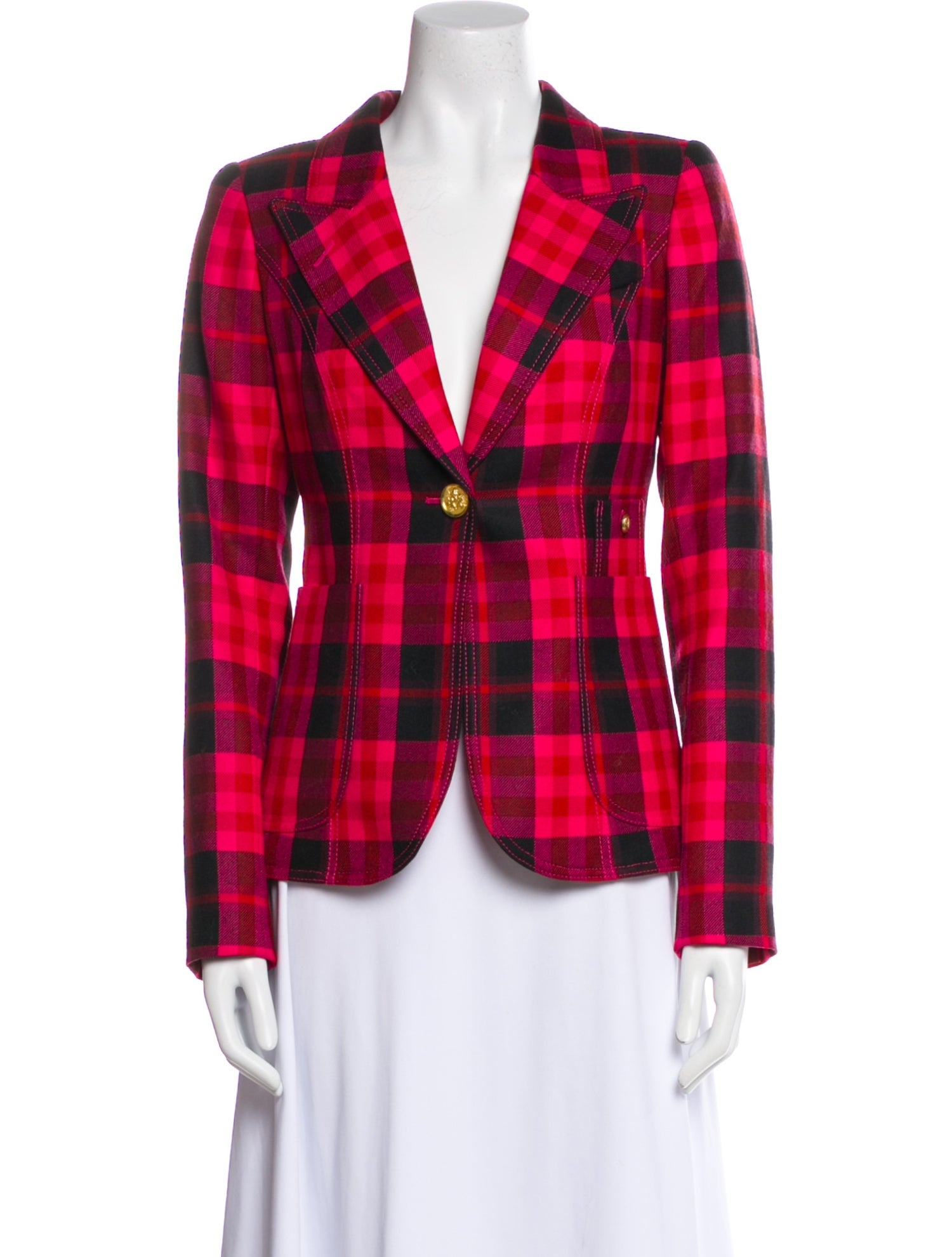Smythe Wool Plaid Print Blazer