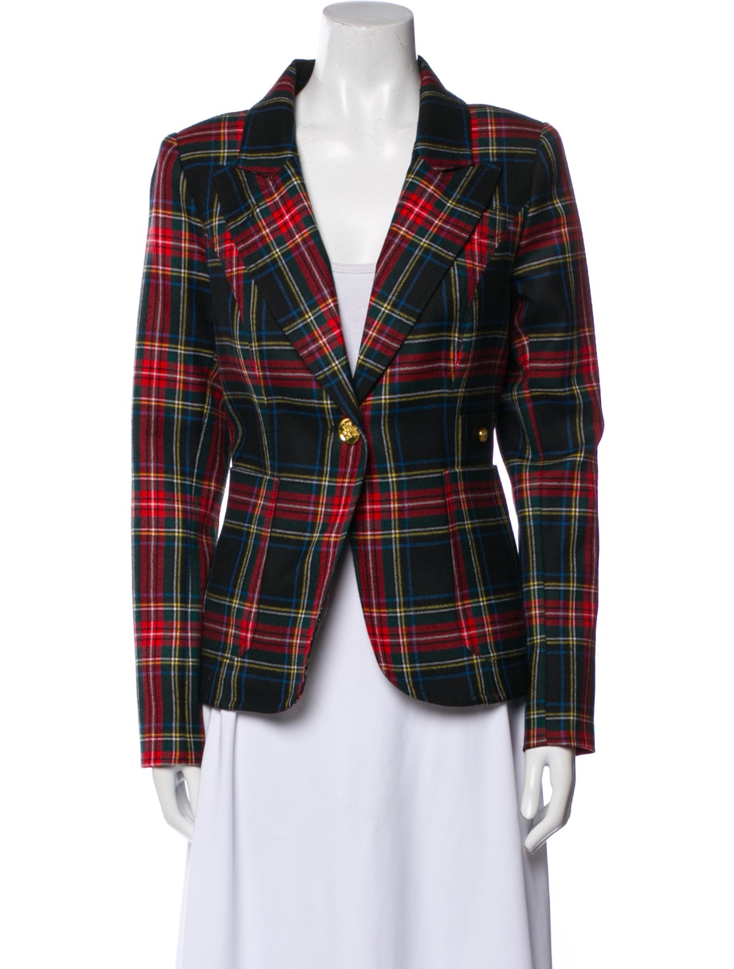 Smythe Wool Plaid Print Blazer