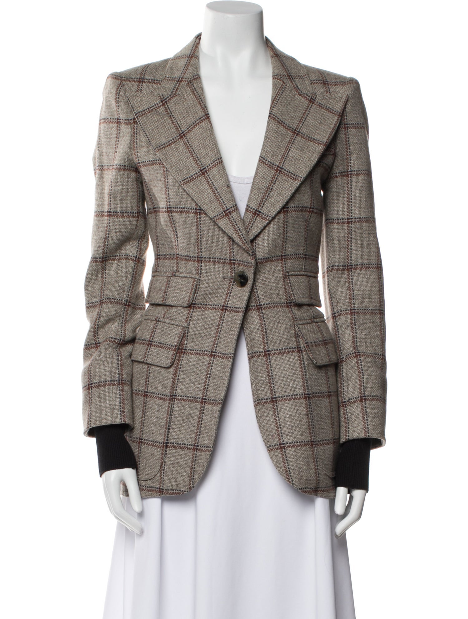 Smythe Wool Plaid Print Blazer w/ Tags
