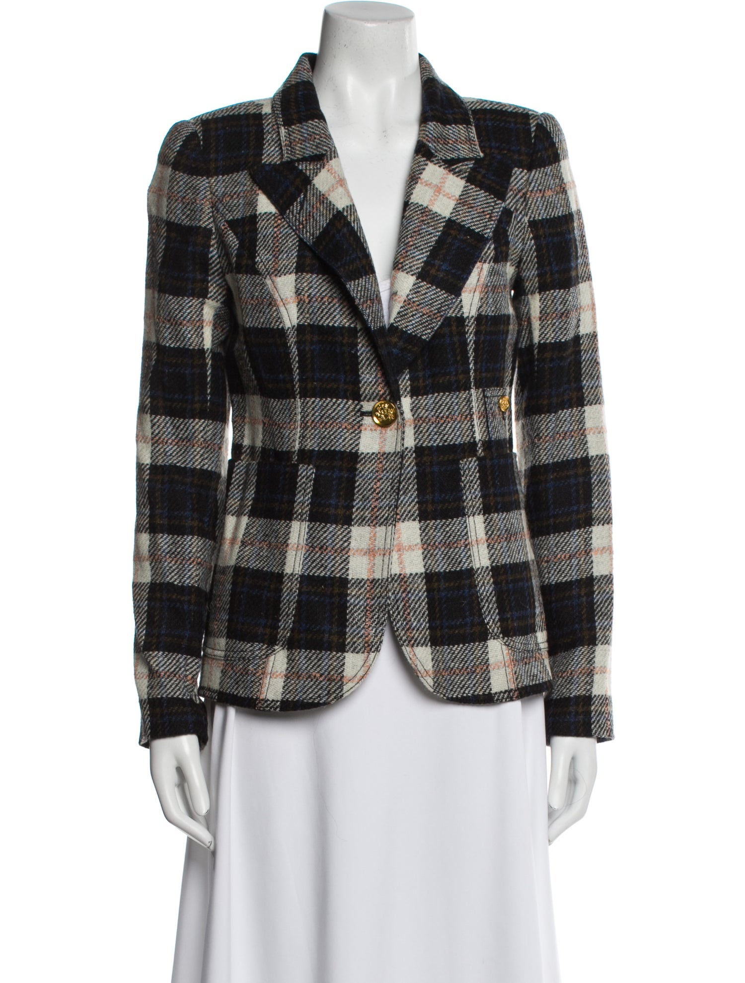 Smythe Wool Plaid Print Blazer