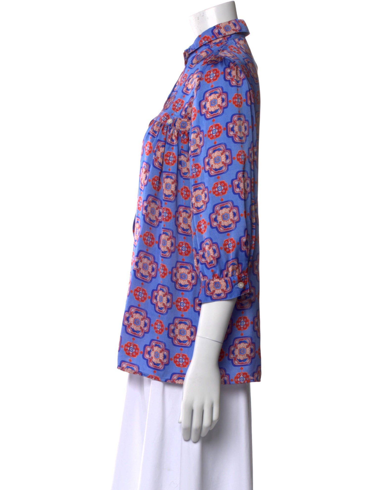 Smythe Printed Mock Neck Blouse