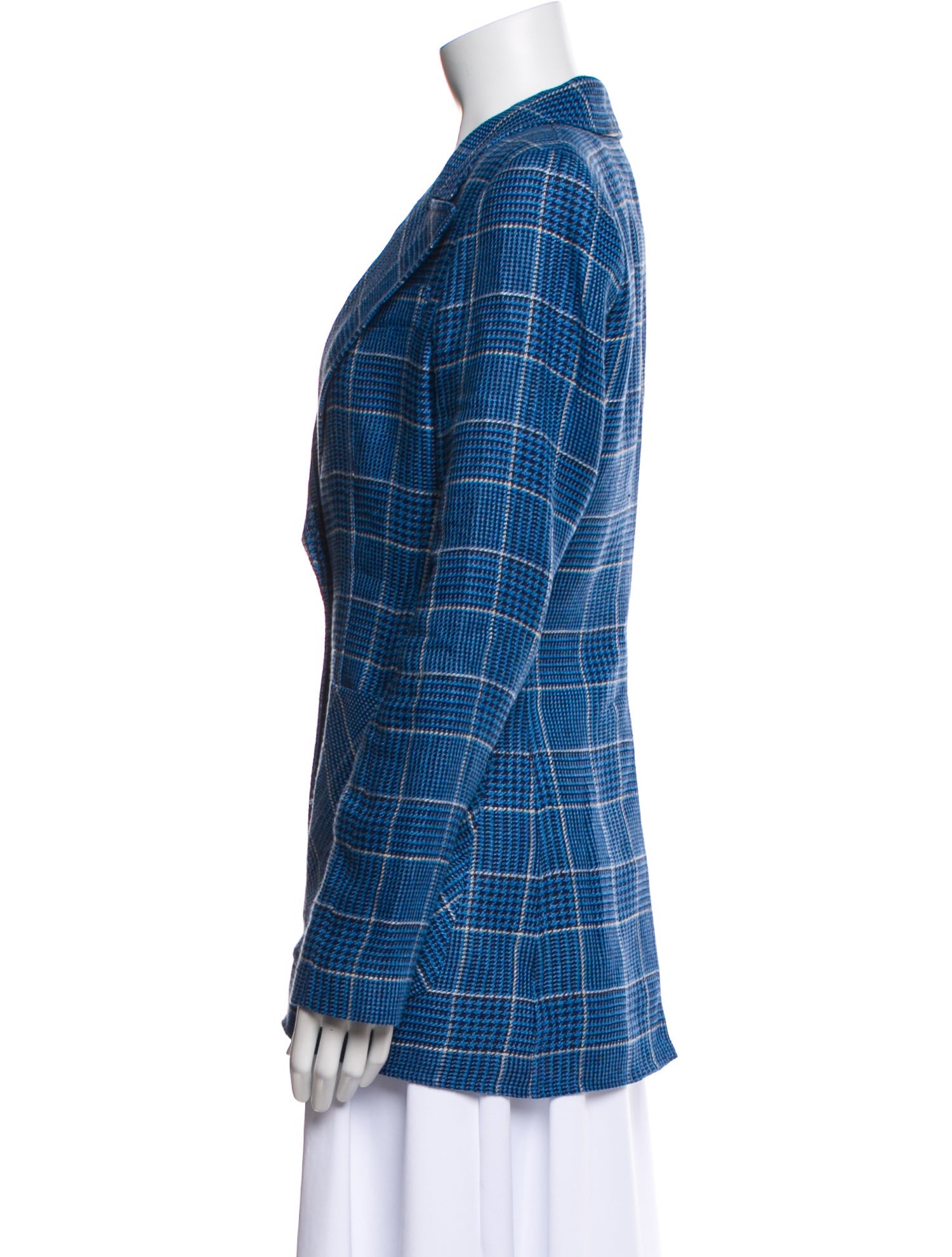 Smythe Linen Plaid Print Blazer