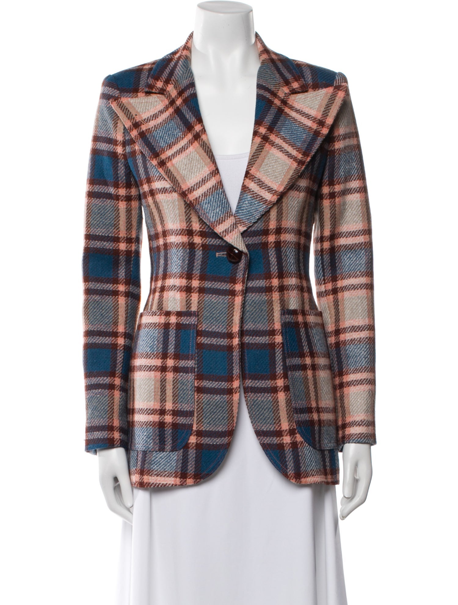 Smythe Wool Plaid Print Blazer