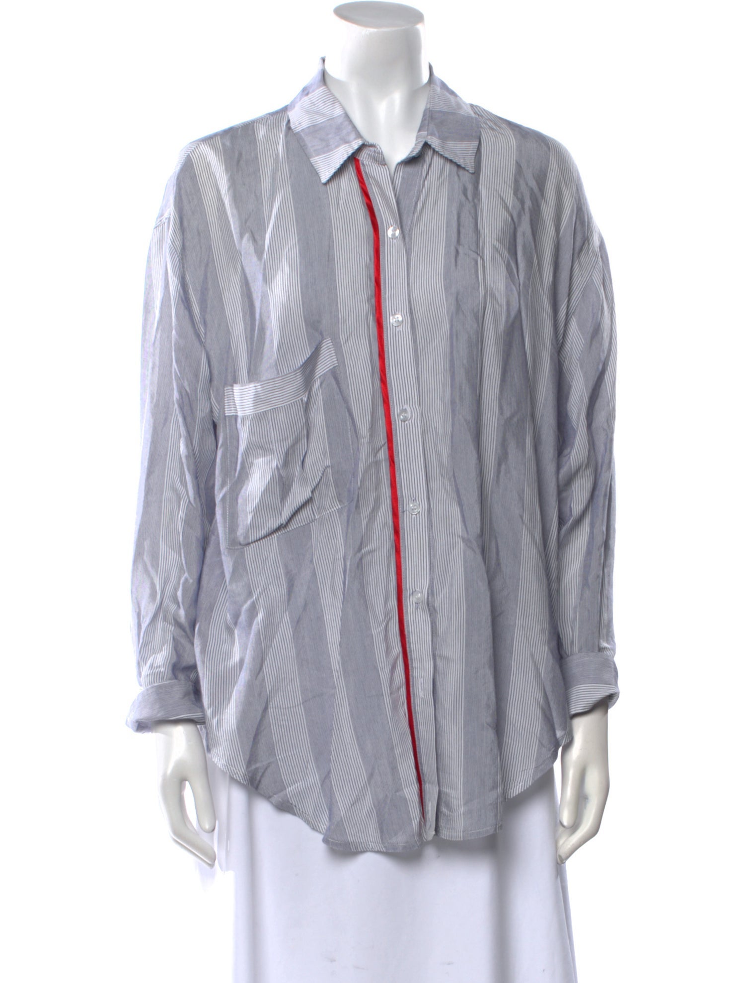 Smythe Striped Long Sleeve Button-Up Top