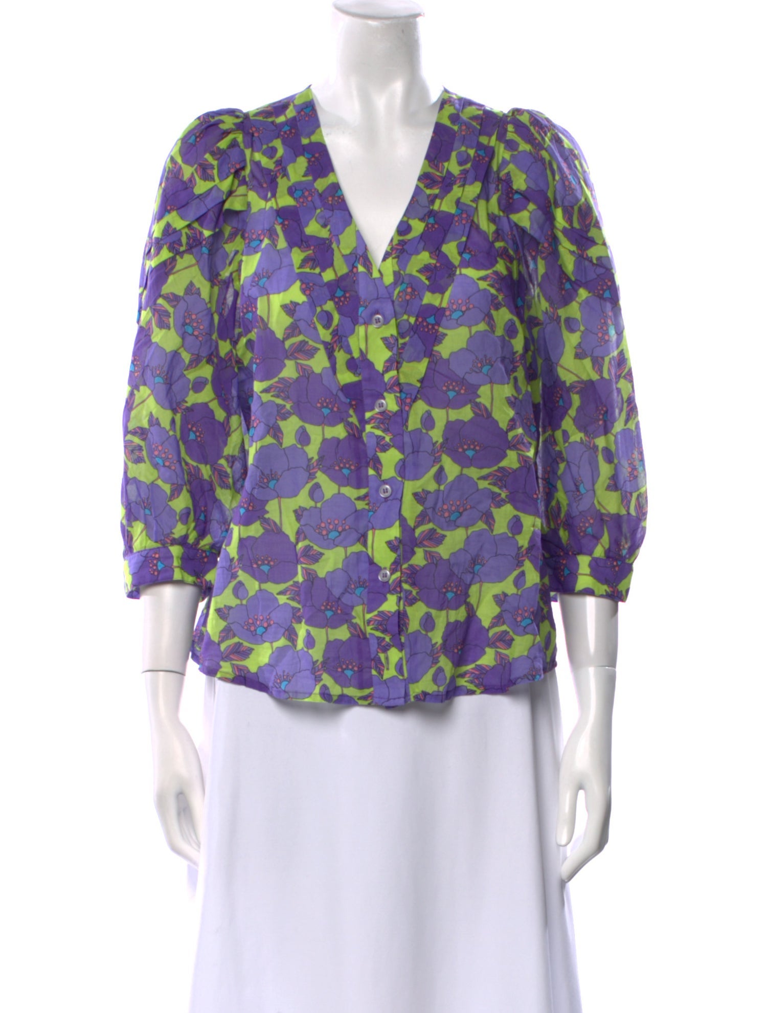 Smythe Floral Print V-Neck Blouse