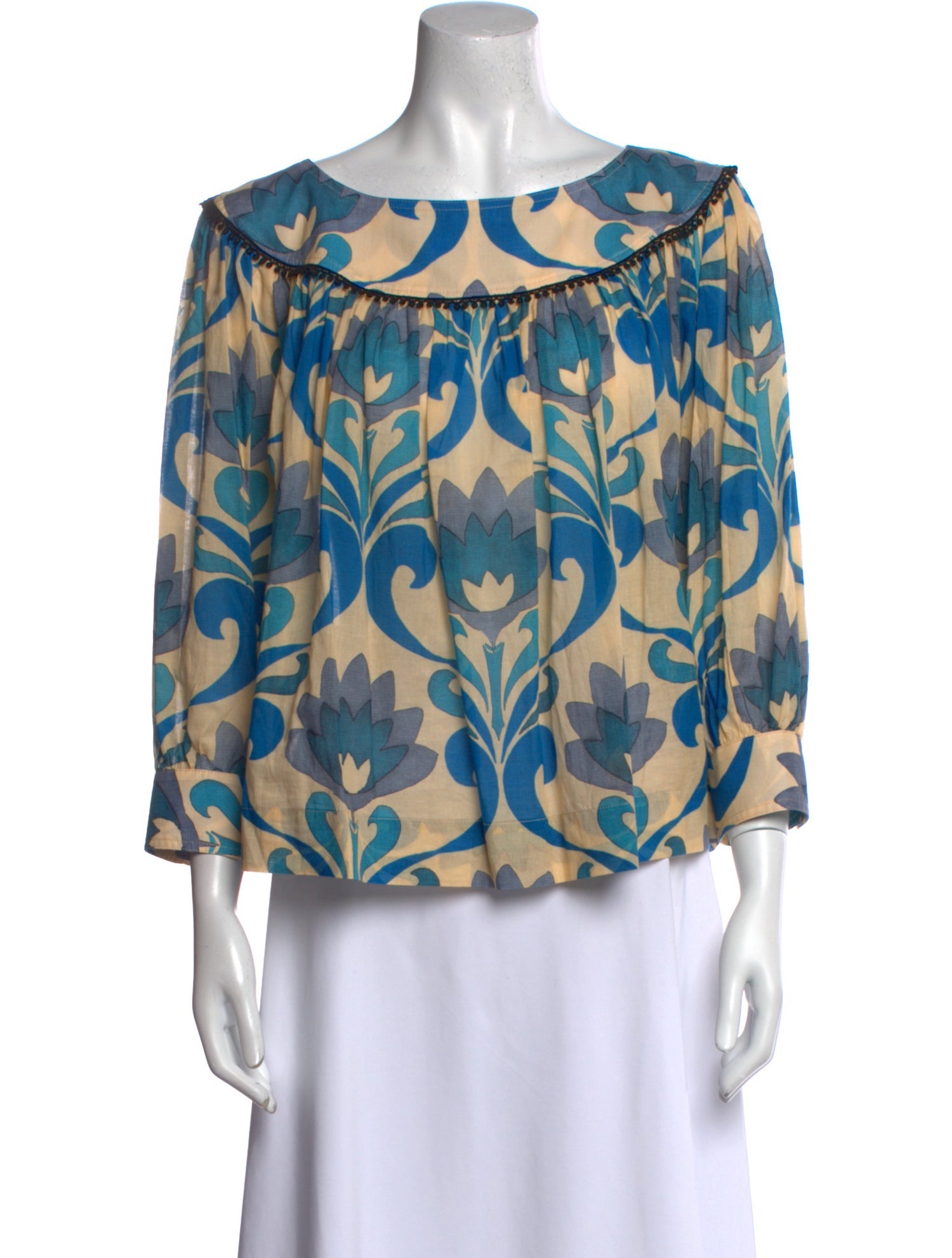 Smythe Printed Bateau Neckline Blouse w/ Tags