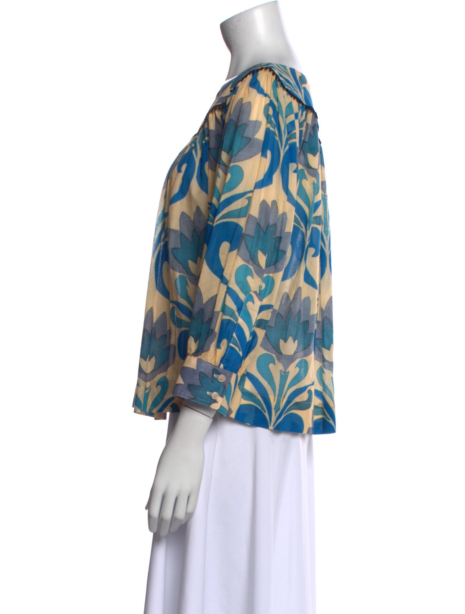 Smythe Printed Bateau Neckline Blouse w/ Tags