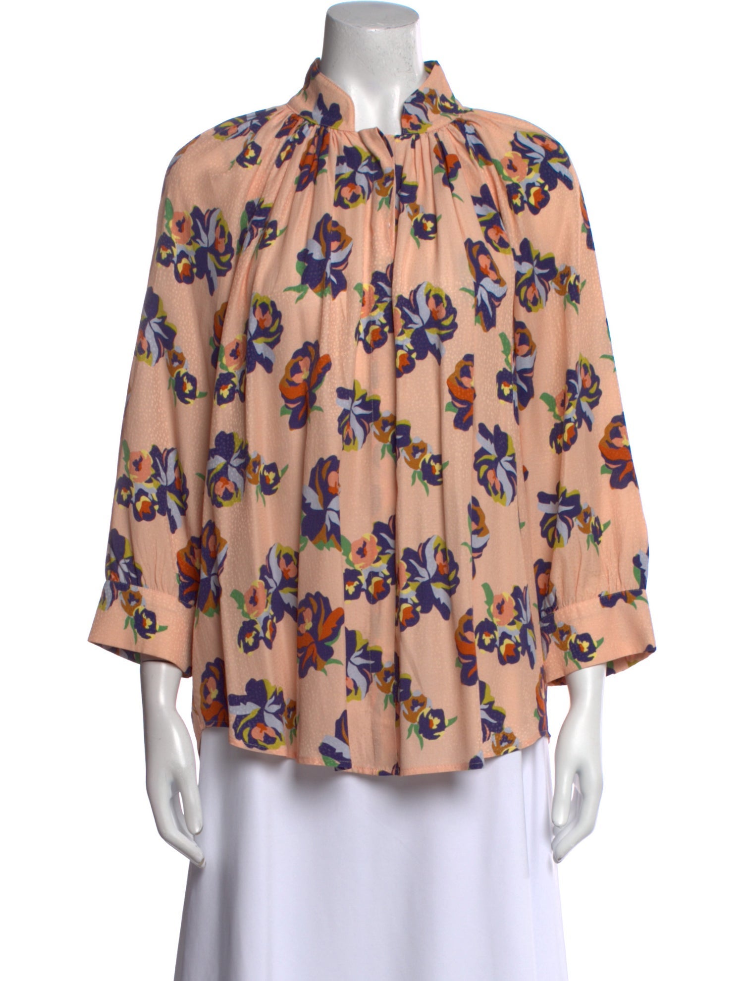 Smythe Floral Print Three-Quarter Sleeve Blouse