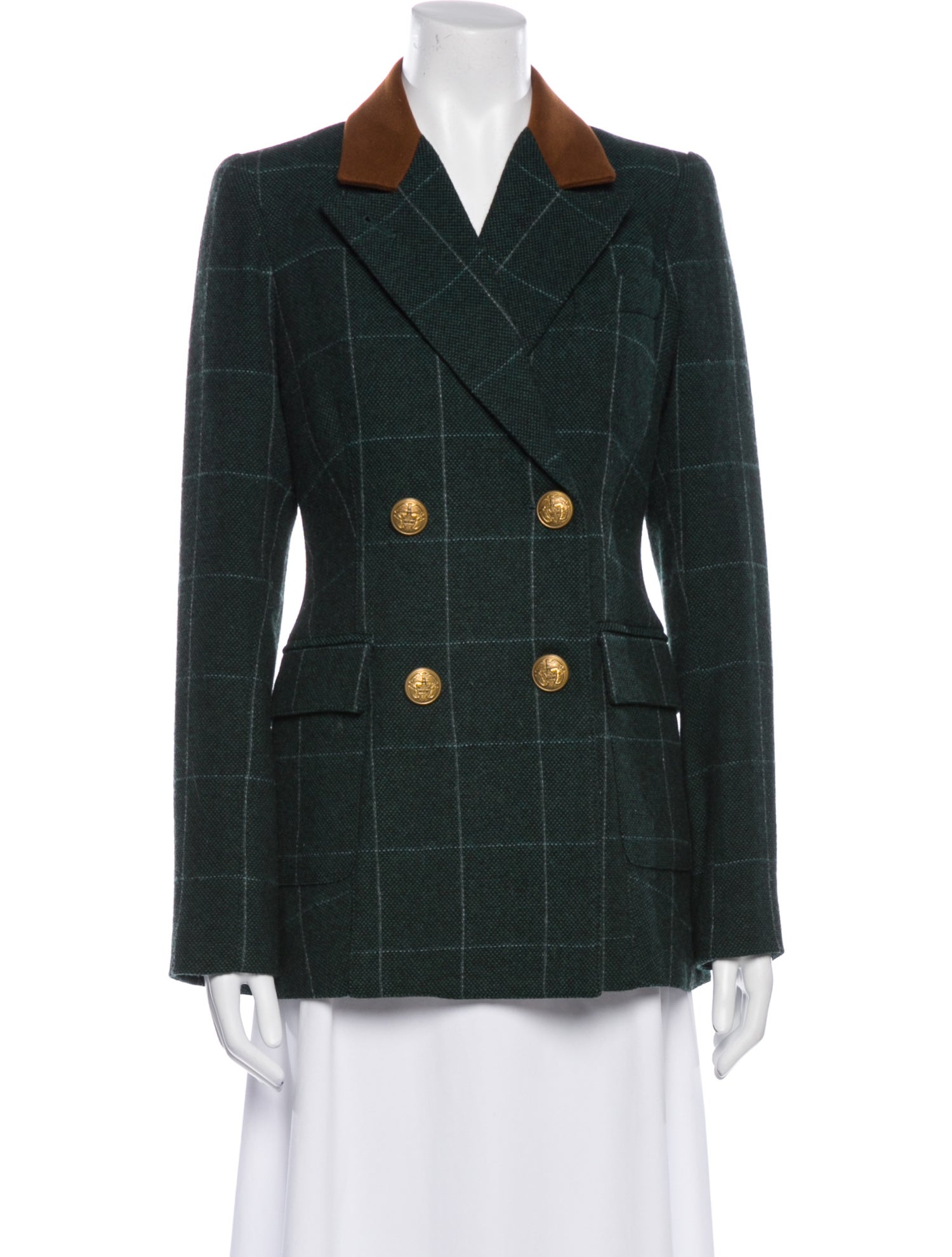 Smythe Virgin Wool Plaid Print Blazer