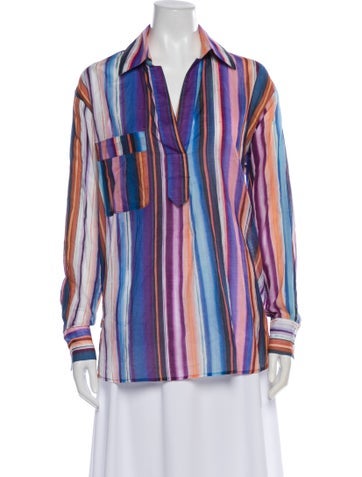 Pre-owned Smythe Striped Long Sleeve Button-up Top In Multi