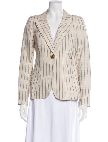 Pre-owned Smythe Linen Striped Blazer In Neutral