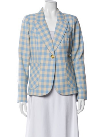 Pre-owned Smythe Plaid Print Blazer In Blue