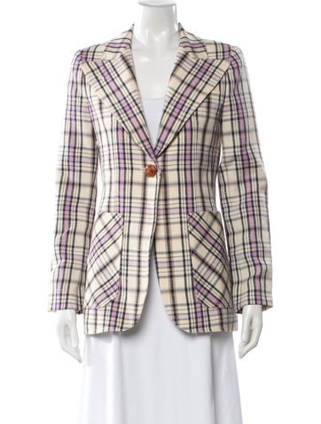 Pre-owned Smythe Wool Plaid Print Blazer In Multi