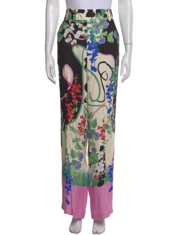 Pre-owned Smythe Floral Print Wide Leg Pants In Multi