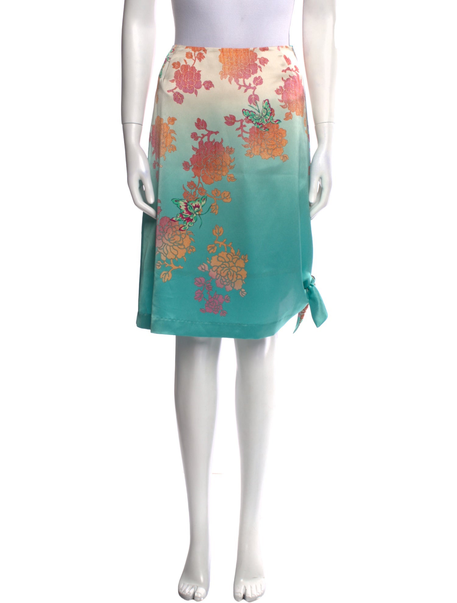 Suna Satin Knee-Length Skirt