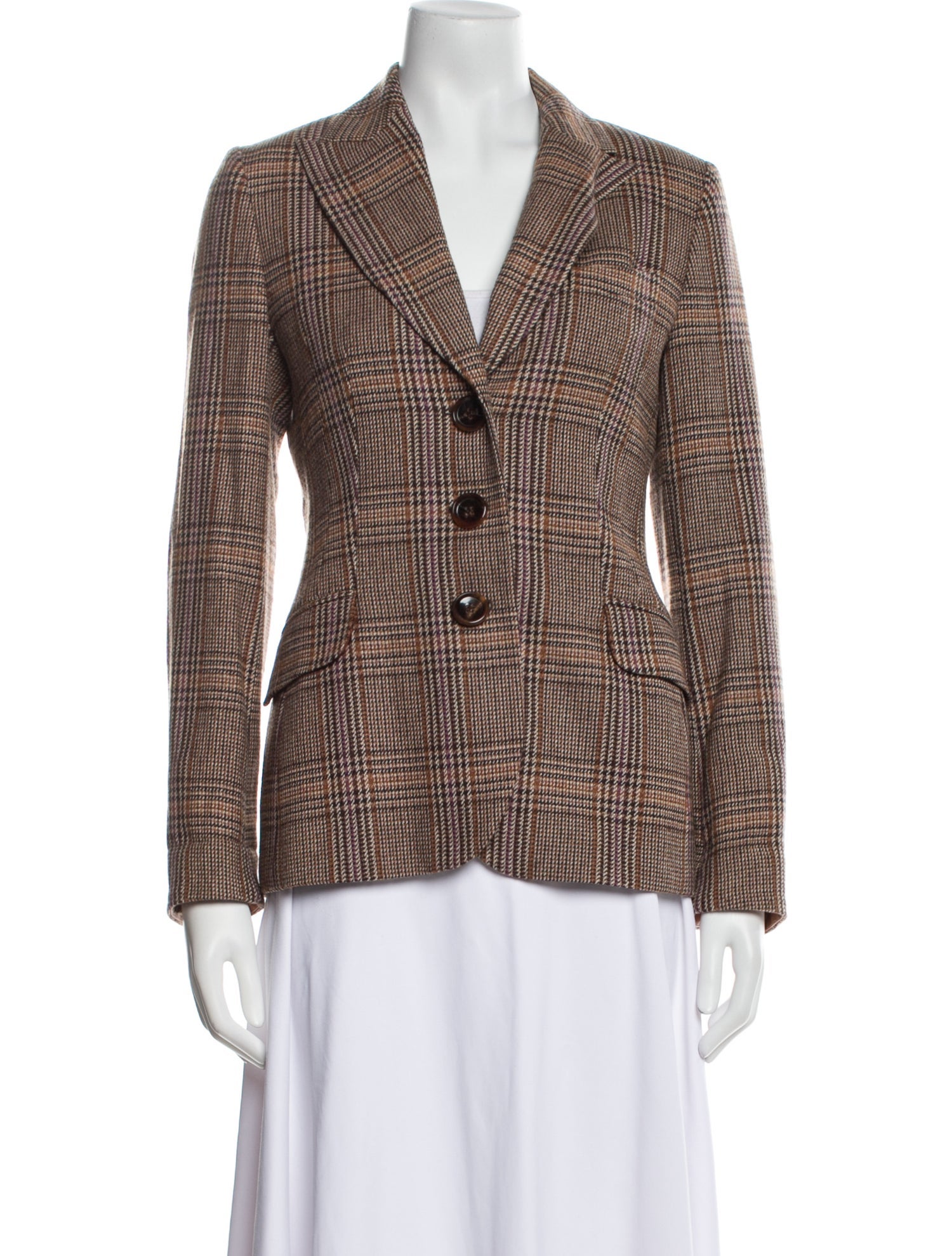 Sônia Bogner Wool Plaid Print Blazer