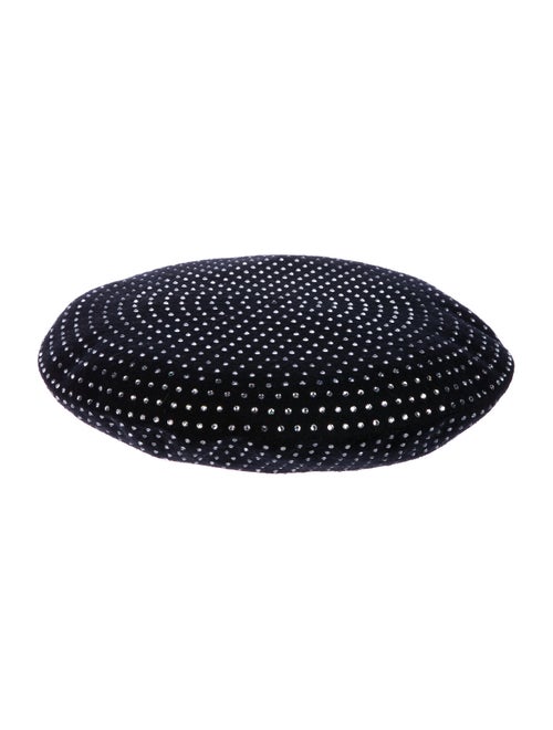 Saint Laurent Strass Wool Beret w/ Tags Black