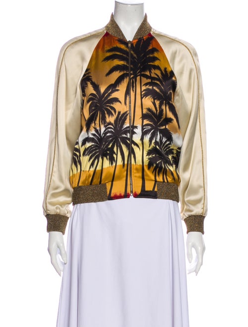 Saint Laurent Printed Bomber Jacket Orange
