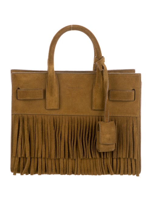 Saint Laurent Suede Fringe-Trimmed Nano Sac de Jou