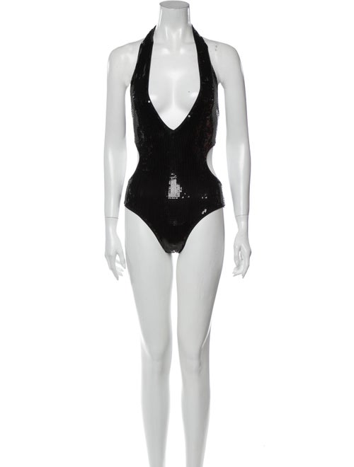 Saint Laurent Sequin Embellishments One-Piece Blac