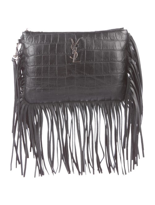 Saint Laurent Monogram Fringe Clutch Black